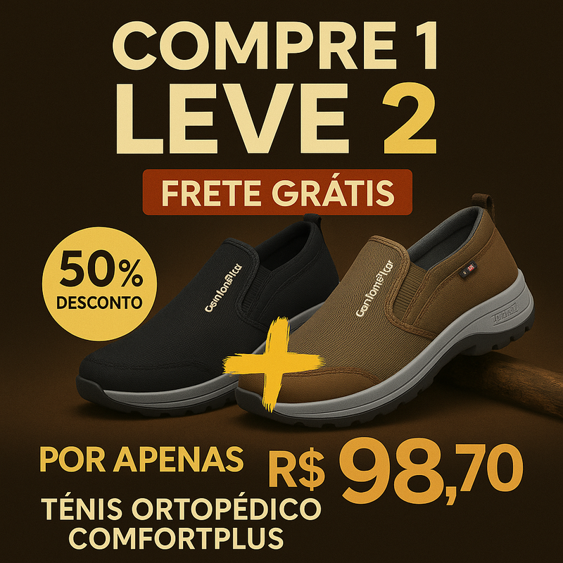COMPRE 1 LEVE 2 Tênis Mocassim Ortopédico ConfortPlus 2025